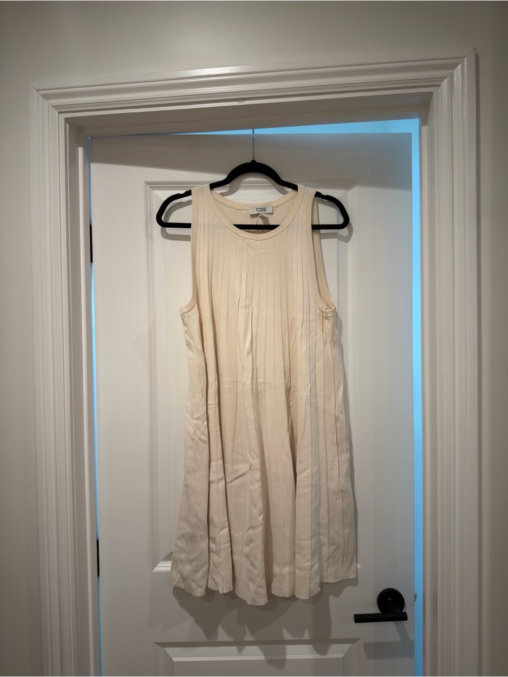 COS Cream Sleeveless Ribbed A-Line Dress